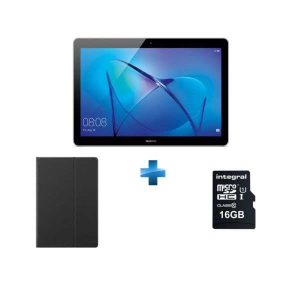 Tablette Tactile 9,6" Huawei MediaPad T3 10 WiFi - RAM 2Go, 16Go, Android 7.0 + Carte mémoire Micro SDHC Ultima Pro - 16Go + Flip Cover