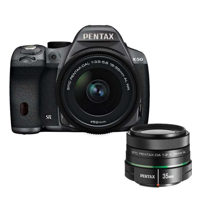 Appareil photo Pentax K-50 Noir + DAL 18-55 WR + SMC DA 2,4/35 mm (Avec ODR 50€)