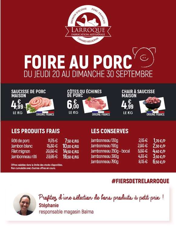 Foire au porc: Sélection de produits en promotion - Ex: Le Kilo de saucisse