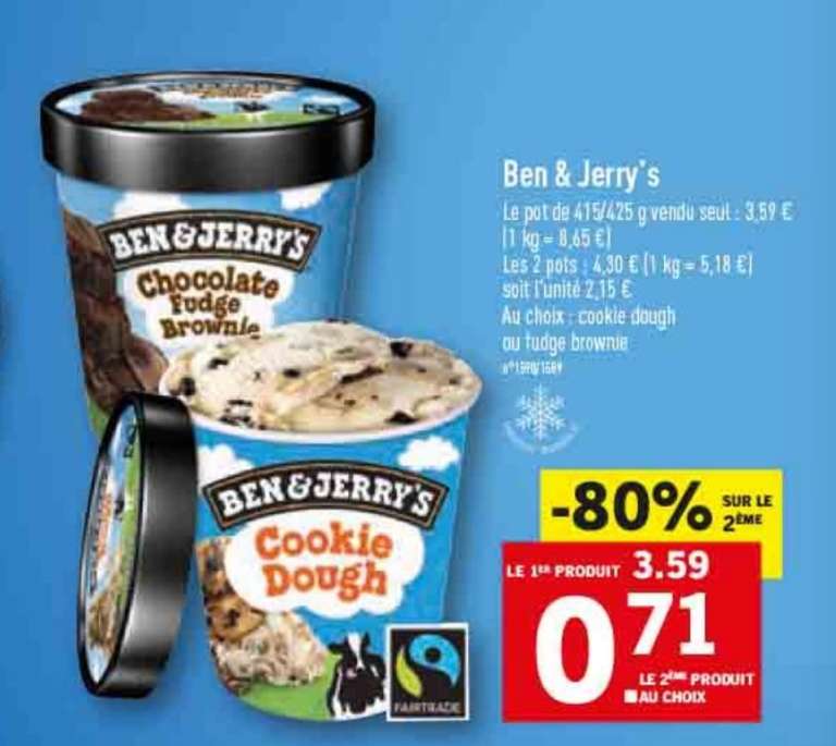 2 Pots de crème glacé Ben & Jerry's - Cookie Dough - 425g