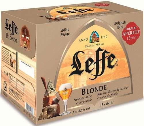 Lot de 3 packs de 15 bières blondes Leffe - 15x33 cl