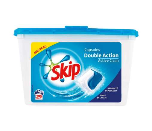 Boite de 29 capsules de Lessive Skip Double Action (via 7.21€ fidélité + 1.9€ BDR)