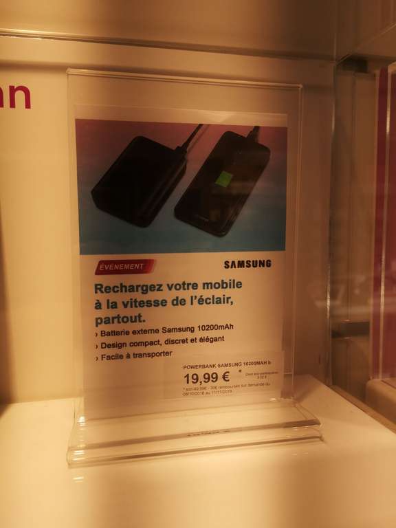 Batterie Externe Samsung Fast Charge 5100mAh (Via ODR 30€ et 20€)