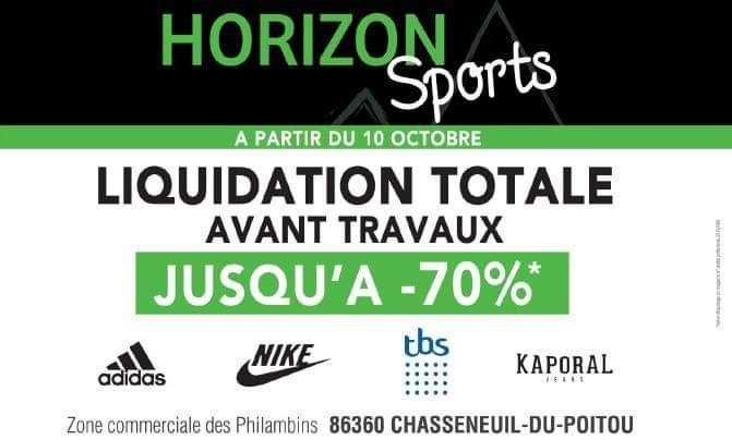 Jusqu'à 70% de réduction sur tous les articles - Horizon Sport Chasseneuil (86)
