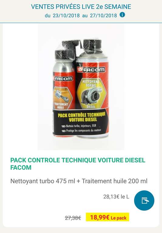 Sélection de produits en Promotion - Ex: Pack Contrôle Technique Voiture Diesel Facom