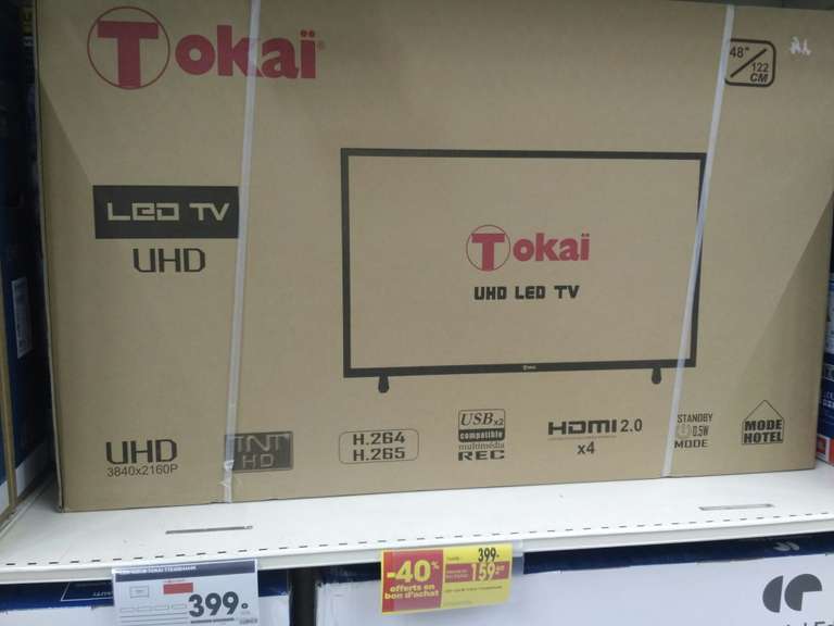 TV 48" Tokai TTE48B4444K - LED, 4K UHD (via 159.6€ en bon d'achat) - Géant de St Grégoire (35)