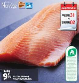 Filet de saumon Atlantique filière - Le Kg (Origine Norvège)