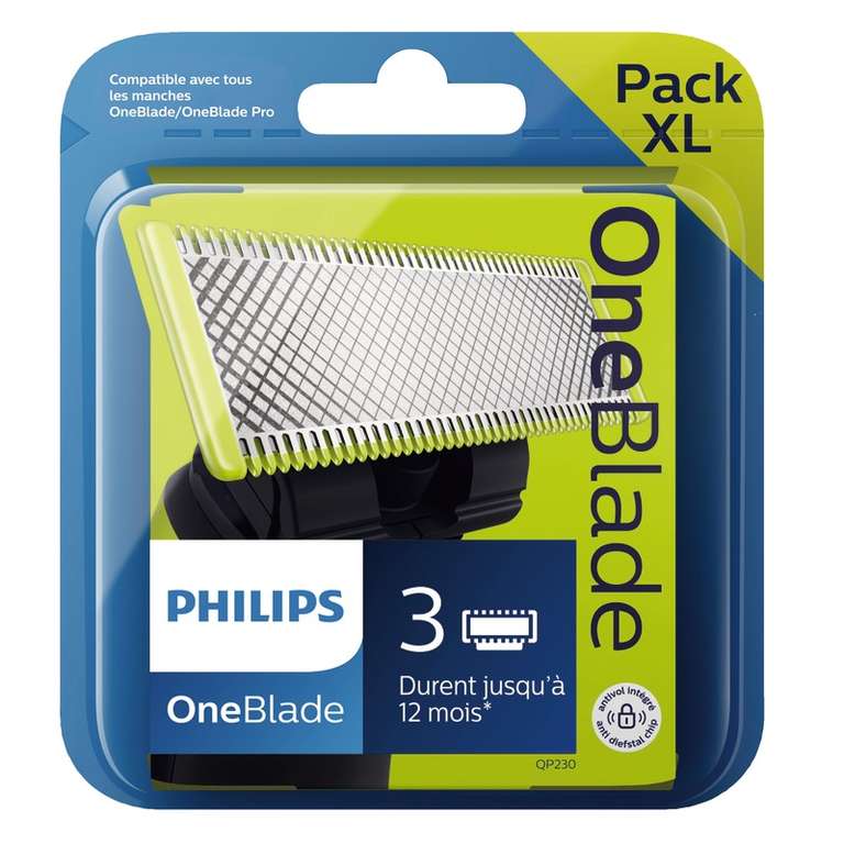 Lot de 3 Lames pour rasoir OneBlade Philips QP230/50 Pack XL