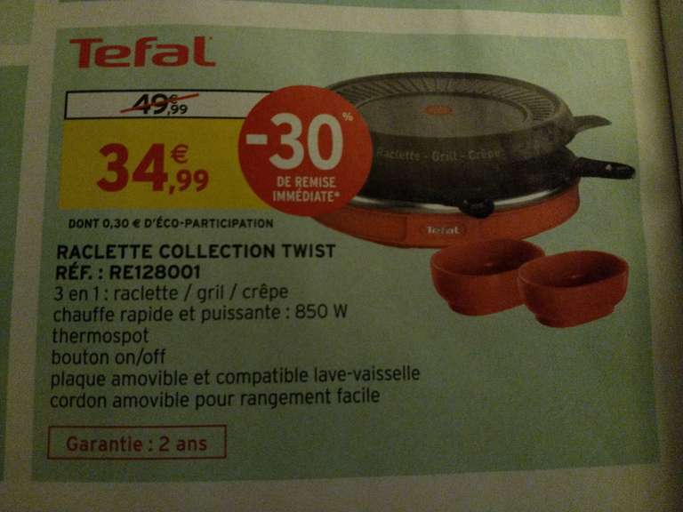 Appareil à raclette Tefal Collection Twist RE128001 - 850 W - Saint Gély du Fesc (34)