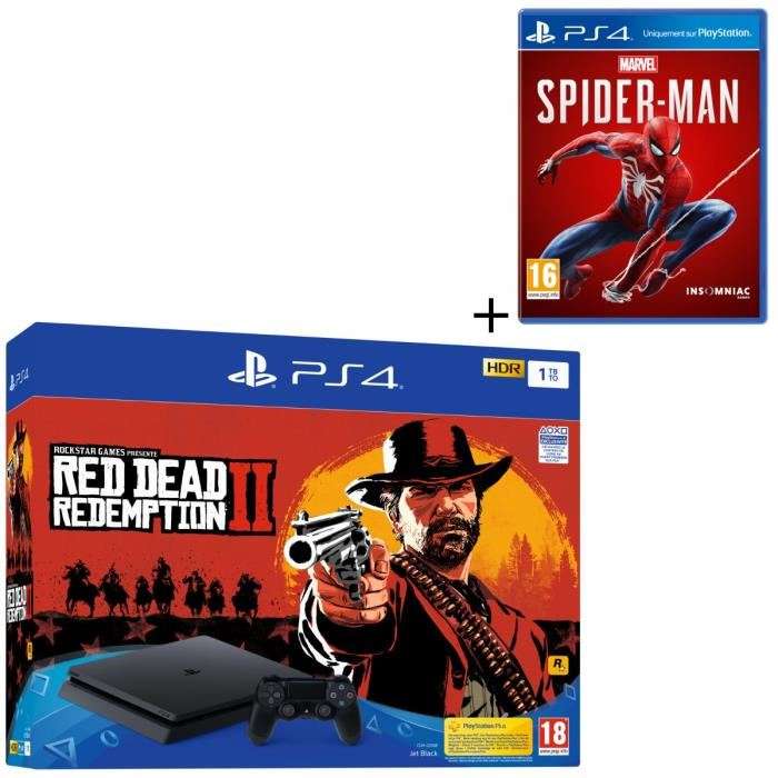Pack Console Sony PS4 Slim (1 To) + Red Dead Redemption 2 + Marvel's Spider-Man