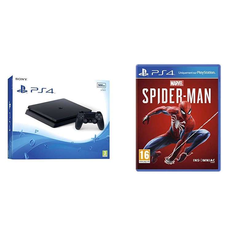 Console Sony PS4 Slim 500 Go (Blanc ou Noir) + Spider-Man