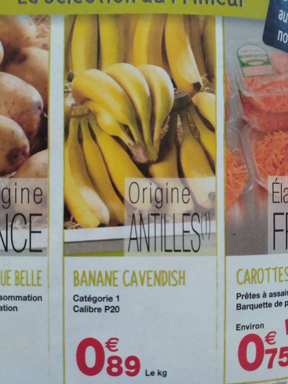 Banane Cavendish catégorie 1 - Le Kg (Origine Antilles)