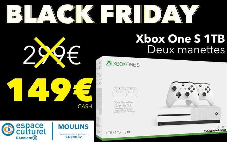 Console Microsoft Xbox One S 1 To + deux manettes 149€ ou pack 1 manette + Forza Horizon 4 129€ - Xbox one X 329€ Moulins (03)