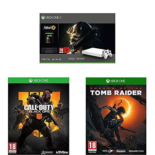 Console Microsoft Xbox One X (Blanche) 1 To - Fallout 76 + Tomb Raider + Call of Duty Black Ops 4 + Gear of War 4 (Dématérialisé)