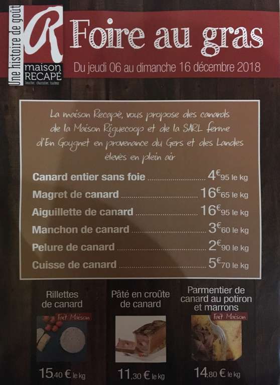 Sélection de produits Maison Recapé en promotion - Ex : cuisse de canard (le kg)