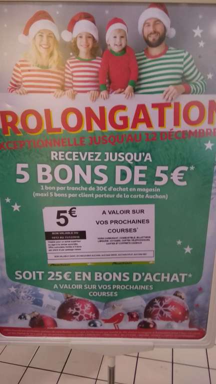 5€ en bon d'achat par tranche de 30€ d'achat (25€ max) - Bordeaux Meriadeck (33)