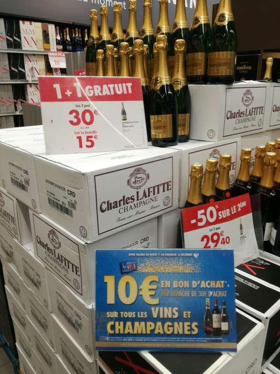 Lot de 2 bouteilles de Champagne premier cru Charles Lafitte (Via 20€ en bon d'achat avec la carte fidélité) - 70cl