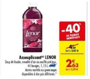 Bidon d’assouplissant Lenor - différents parfums, 1.15 L (via BDR)