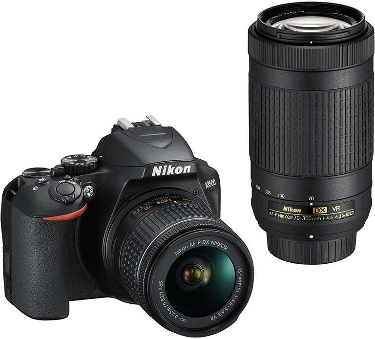 Appareil photo Nikon Reflex D3500 24Mpxl + Objectifs AF-P DX 18-55 f/3.5-5.G VR et AF-P DX 70-300 f/4.5-6.3G Ed VR (via ODR de 200€)