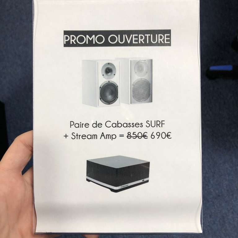 Sélection d'offres promotionnelles - Ex : Pack paire d'enceintes Cabasse Surf + amplificateur audio Stream Amp - Axe-info Lannion (22)