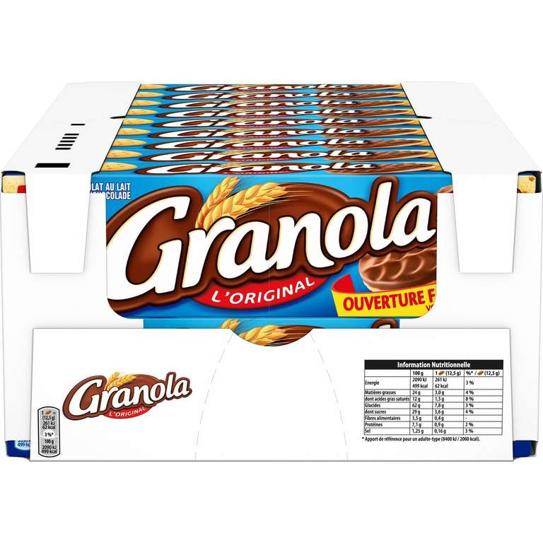 Lot de 18 boîtes de Biscuits chocolat au lait Granola - 18 x 200g (via 15.07€ sur la carte fidelité) - Carrefour Drive chambery (73)