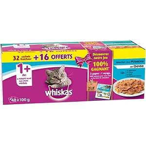 1 Paquet de 48 Sachets fraîcheur pour chats Whiskas