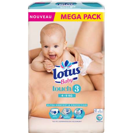 Méga pack de couches Lotus baby touch change - 4/9kg, 72 couches (Taille 3) - Laxou (54)