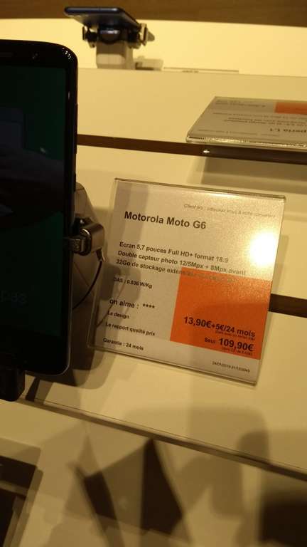Smartphone 5.7 pouces Motorola Moto G6 (HD+, 32 Go) - St Herblain (44)