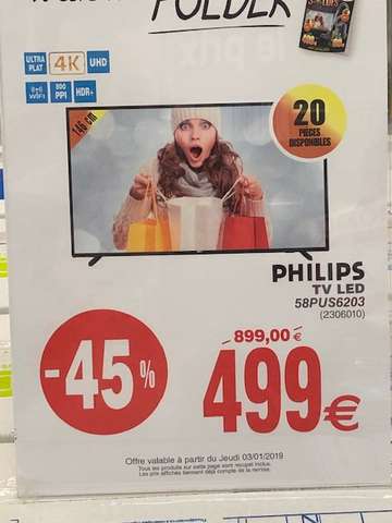 TV 58" Philips 58PUS6203 - 4K UHD, LED, Smart TV - Messancy (Frontalier Belgique)