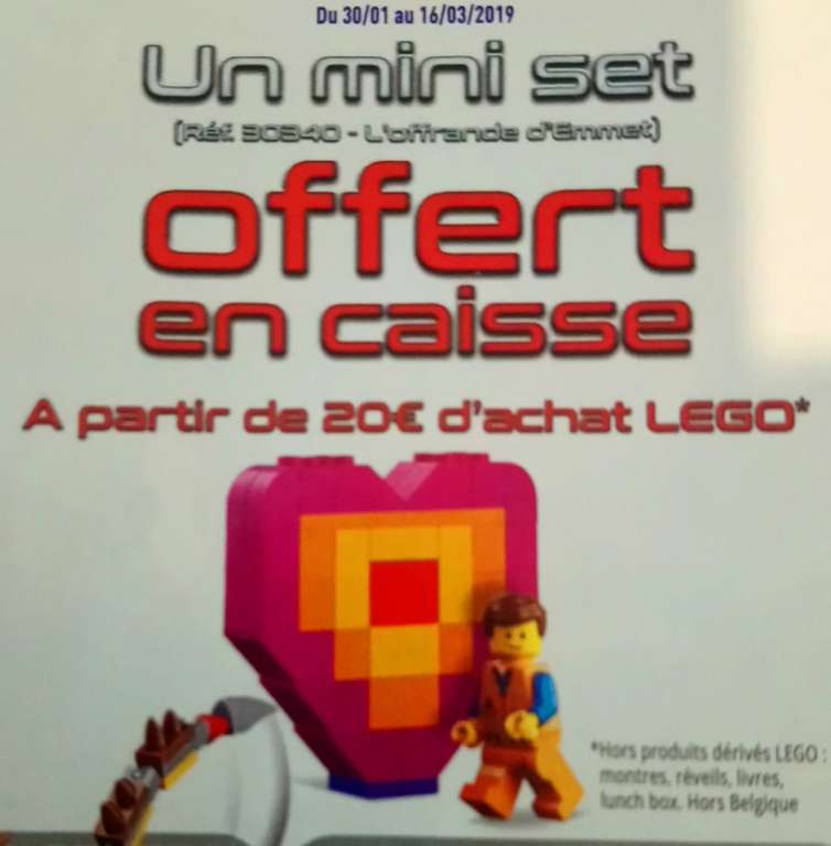 Un mini set offert en caisse à partir de 20€ d'achat de Lego