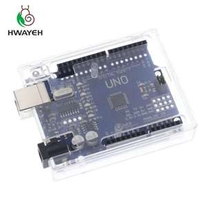 Kit Arduino Hwayeh Uno R3 CH340G Mega328P + boîtier de protection