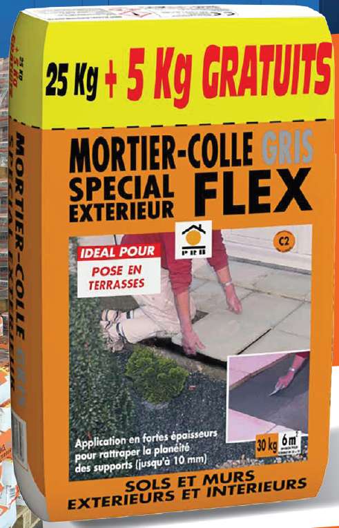 Mortier-Colle Gris Flex (30 kg) - BricoCash Cugnaux (31)