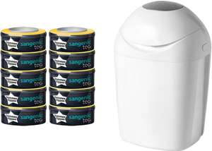 Pack poubelle à couches Sangenic Tommee Tippee + 10 recharges anti-odeurs