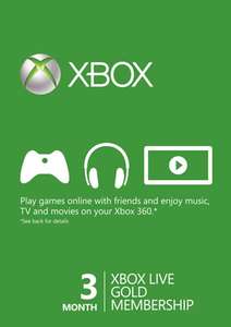 Abonnement Xbox Live Gold - 3 Mois (Dématérialisé)