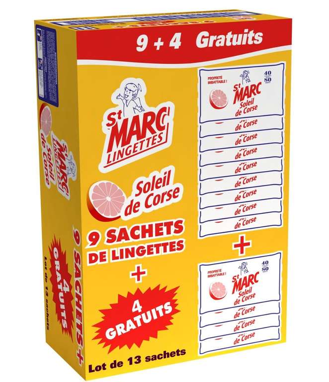 Lot de 13 paquets de 80 Lingettes multi-usages St Marc parfum soleil de Corse (via 8.05€ sur la carte fidélité)  - Givors (69)