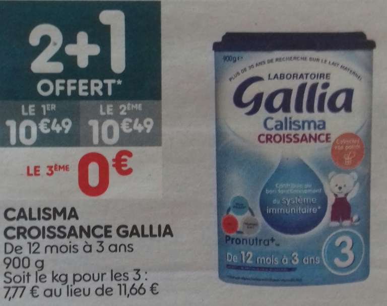 Lot de 3 boîtes de lait de croissance Gallia - De 12 mois à 3 ans