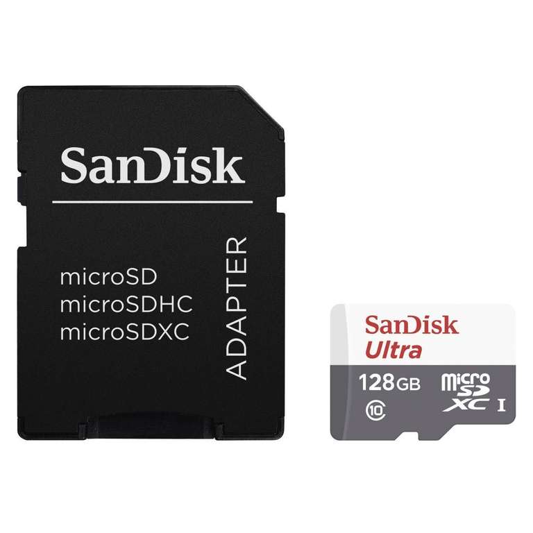 Carte mémoire microSDXC SanDisk Ultra (128 Go, A1, Classe 10) + Adaptateur SD