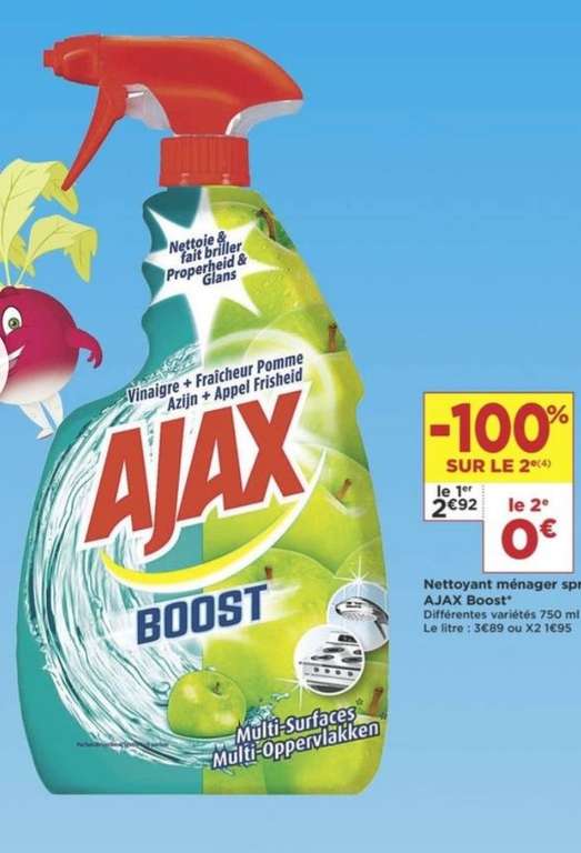 Lot de 2 sprays Ajax Boost - 2x750 Ml (via Shopmium)