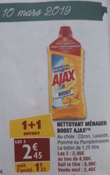 2 Nettoyant ménager Ajax Boost 1,25 L (via Shopmium) - Supermarchés Bi1