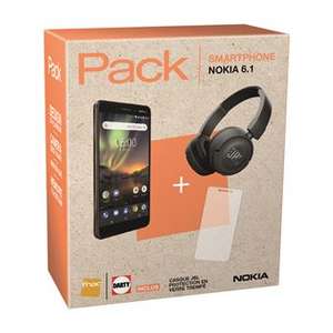 Pack Smartphone 5.5" Nokia 6.1 (Double SIM, 32 Go, Noir) + Casque JBL + Protection d'écran en Verre trempé (Reconditionné - Vendeur tiers)