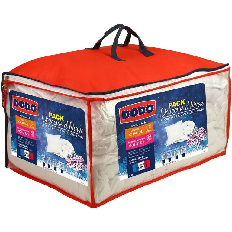 Pack couette chaude Dodo + 2 oreillers moelleux - 260x240 cm