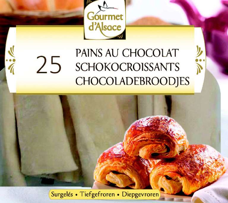 Sachet de 25 Pains au chocolat surgelés Gourmet d'Alsace - 1.25Kg