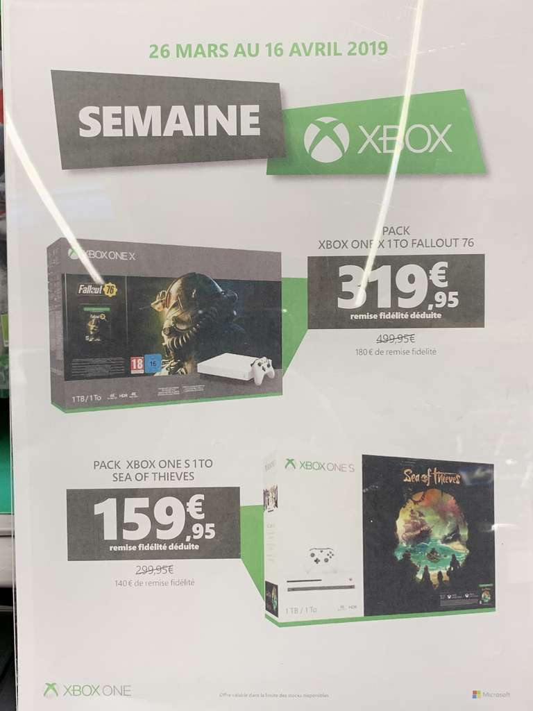 Sélections de Xbox One en promotion - Ex: Console Microsoft Xbox One S (via 150€ sur la carte) - Mulhouse (68) / Seigny (01)