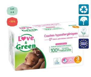 Lot de 4 paquets de 52 couches hypoallergéniques Love & Green Jumbo - taille 3