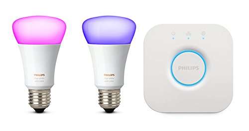 Sélection de produits Philips Hue en Promotion - Ex: Kit de Démarrage (2 Ampoules White & Color E27 + Pont de Connexion)