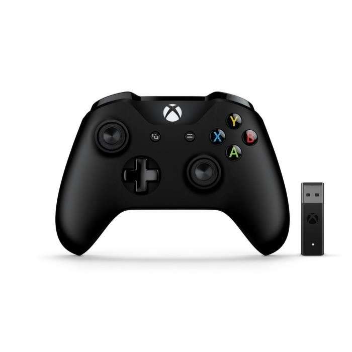 Manette Xbox One Microsoft Sans fil Noir + Adaptateur sans fil pour Windows 10
