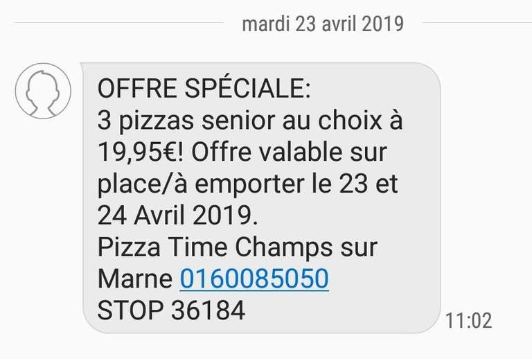 3 Pizza Senior à emporter - Pizza times Champs sur marne (77)