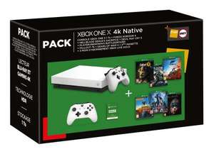Pack Console Microsoft Xbox One X 1To + 2ème Manette + 6 Jeux + Abonnement Live Gold 3 mois (+ 30€ sur la carte pour les Adhérents)