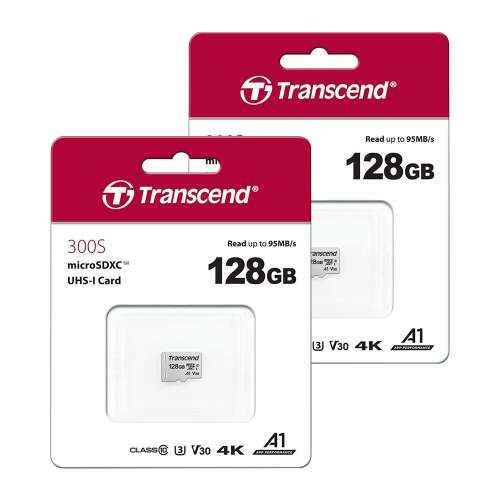 Lot de 2 cartes microSDXC Transcend UHS-I U3 V30 A1 Class 10 - 128 Go