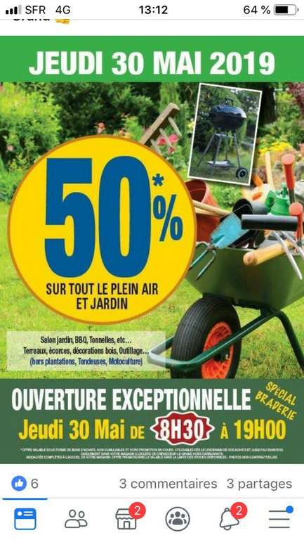 50% de réduction sur tout le jardin et plein air - Crevecoeur Le Grand (60)